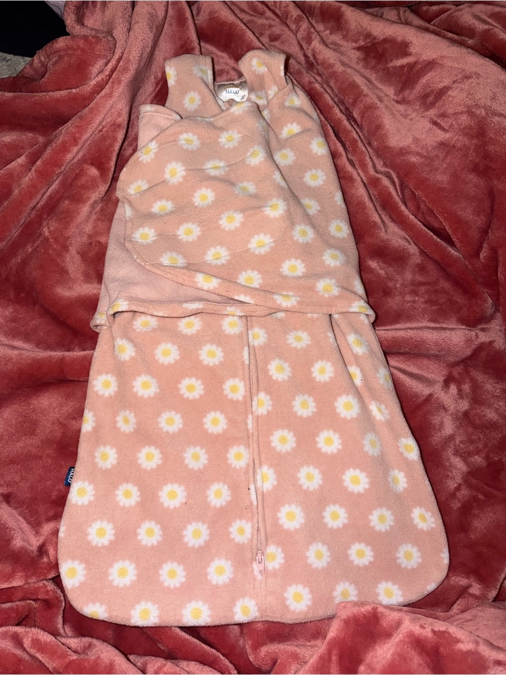 HALO Peach Daisy Fleece Sleep Sack for Kids